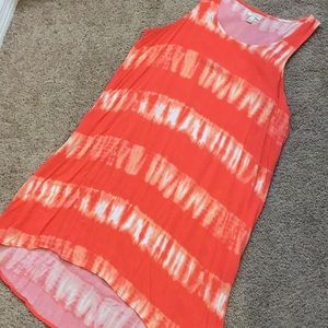 Orange tie-dyed hi lo dress